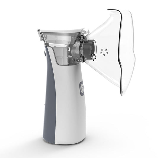 Portable Nebulizer in White and Gray with Detachable Mask