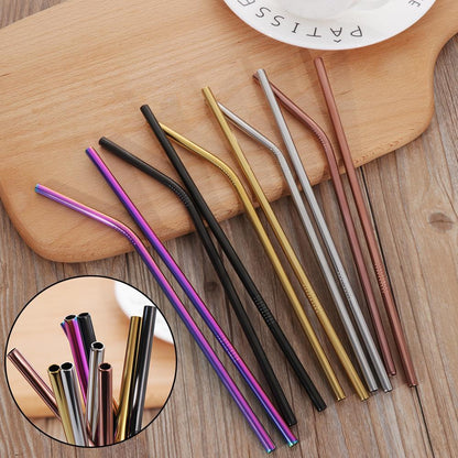 Assorted Color Reusable Metal Straws in Stainless Steel