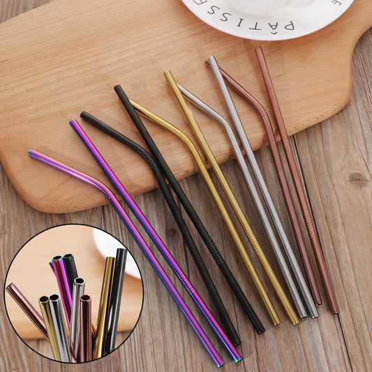 Assorted Color Reusable Metal Straws in Stainless Steel