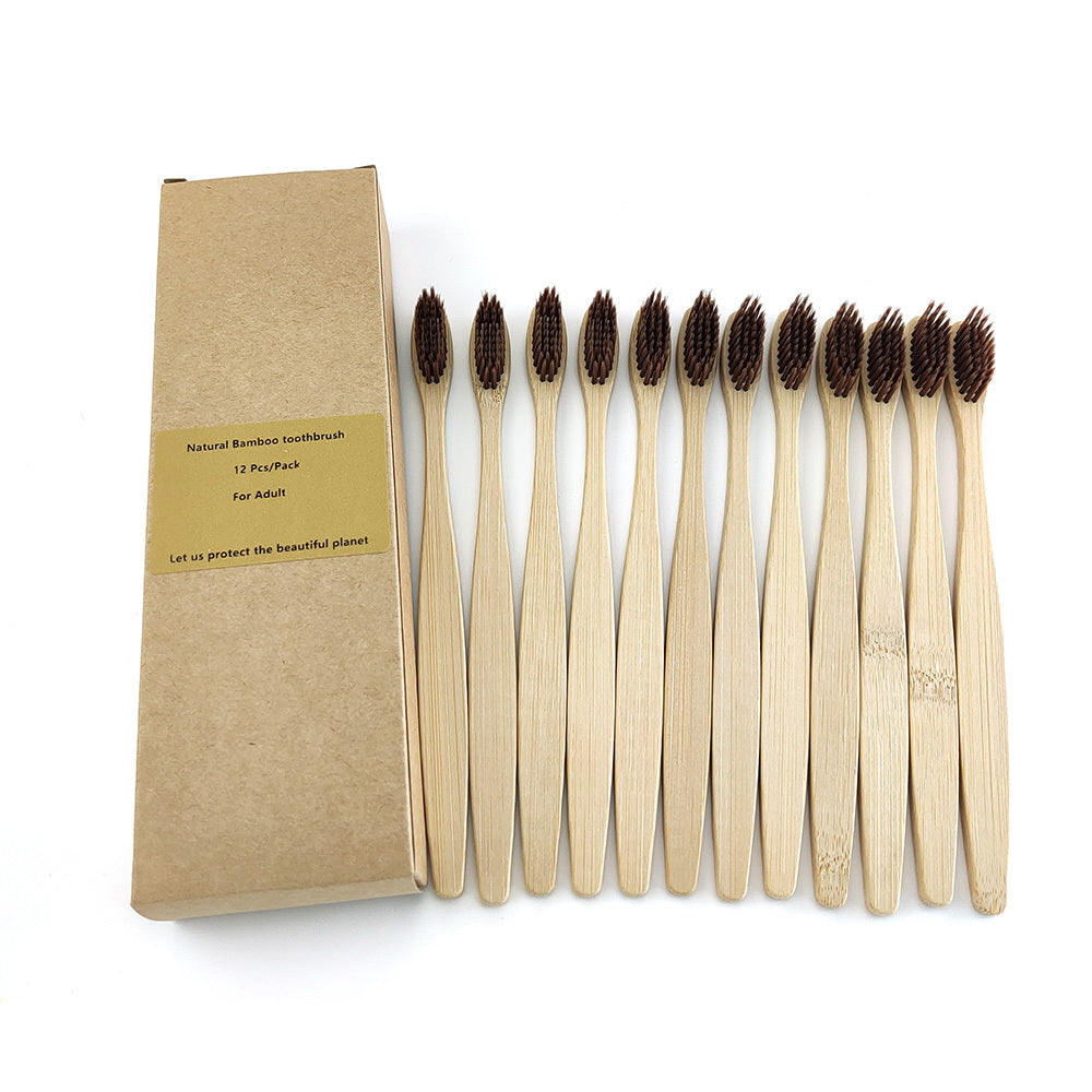 Eco-Friendly Bamboo Toothbrush 12-Pack with Biodegradable Handle