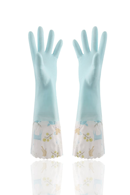 Eco-Friendly Reusable Dishwashing Gloves - Light Green, Durable, Biodegradable