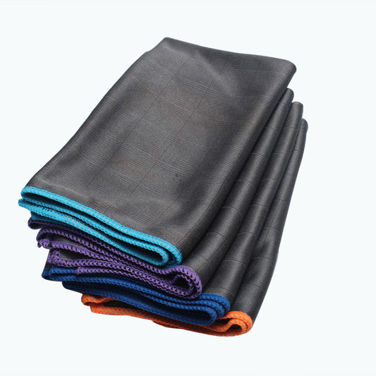 Eco-friendly dark gray microfiber towel with colored edges