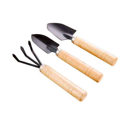 Eco-Friendly Gardening Tool Set with Metal Heads and Wooden Handles