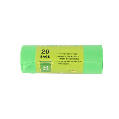 Eco-Friendly Biodegradable Trash Bags - Light Green, Plastic-Free Packaging