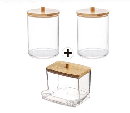Eco-Friendly Glass Storage Jars with Bamboo Lids for Bathroom Organization