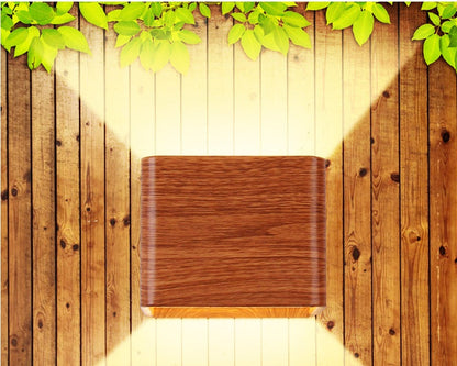 Eco-Friendly Wood Grain Wall Light Fixture - Square Minimalist Design
