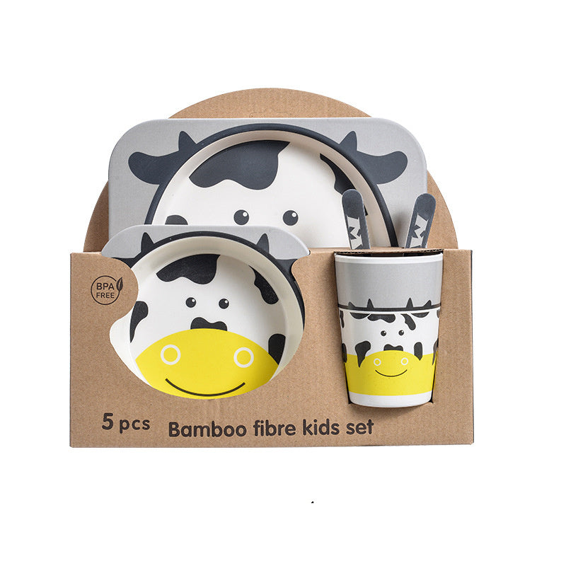 Bamboo Fibre Kids Dinnerware Set - Eco-Friendly Crocodile Design