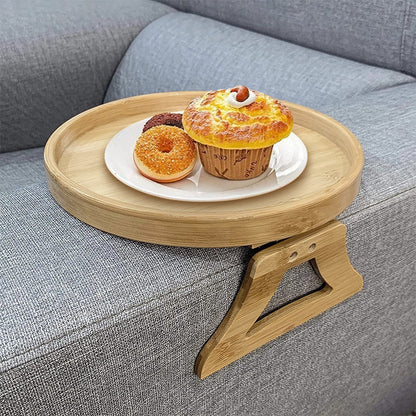 Eco-Friendly Bamboo Sofa Arm Tray in Natural Wood