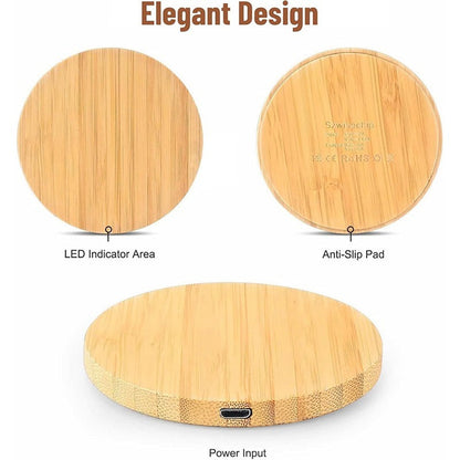 Eco-Friendly Bamboo Wireless Charger - Sustainable Inductive Charging Pad