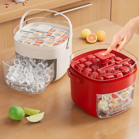 Eco-Friendly Ice Cube Tray with Storage Container in Red and White