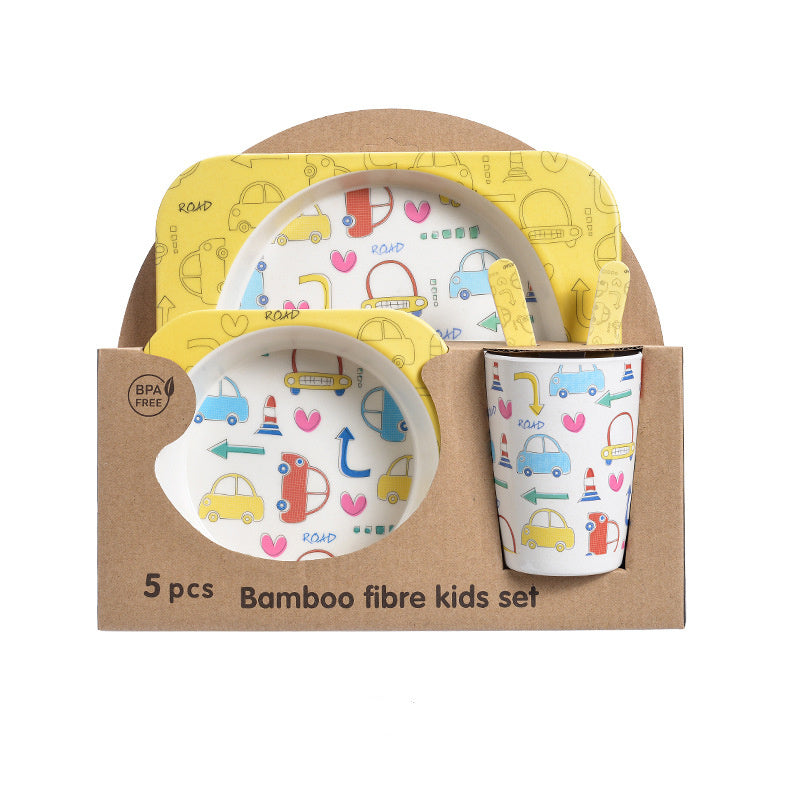 Bamboo Fibre Kids Dinnerware Set - Eco-Friendly Crocodile Design