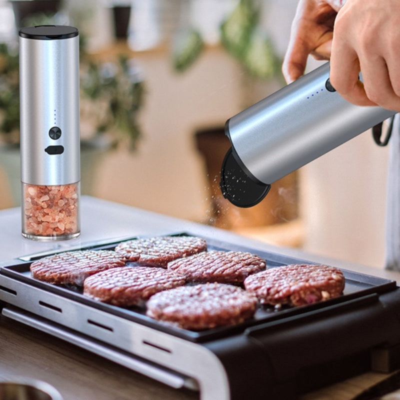 Electric Salt and Pepper Grinder - One-Handed Stainless Steel Kitchen Tool