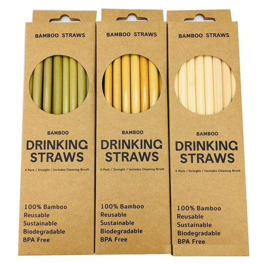 Eco-Friendly Bamboo Drinking Straws in Natural Shades