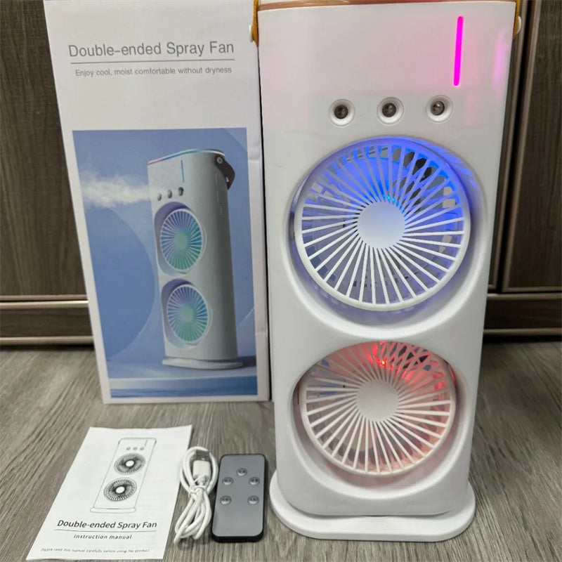 Multifunctional Double Headed Fan with Night Light and Adjustable Speeds