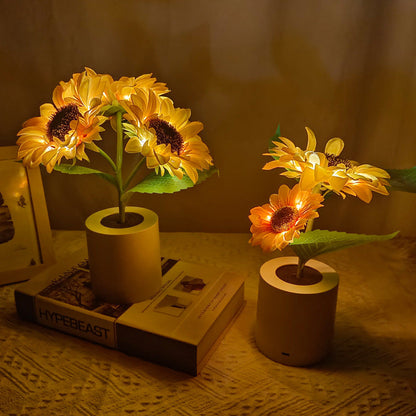 LED Flower Lamp - Eco-Friendly Ambient Lighting with Yellow Flowers