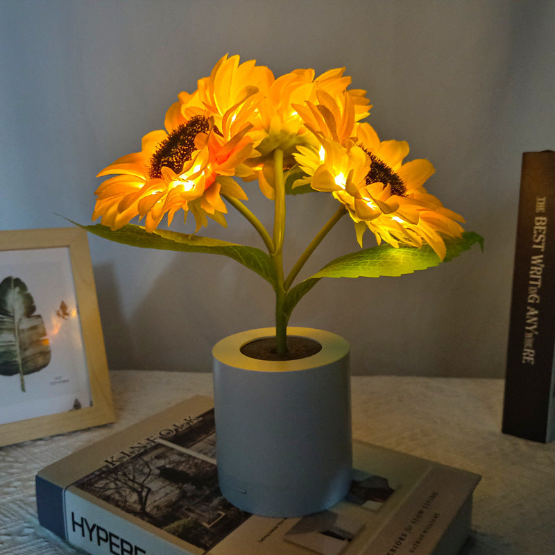 LED Flower Lamp - Eco-Friendly Ambient Lighting with Yellow Flowers