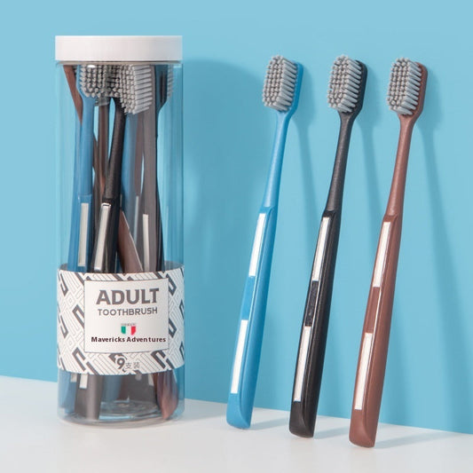 Eco-Friendly Biodegradable Adult Toothbrush in Blue, Black, and Brown