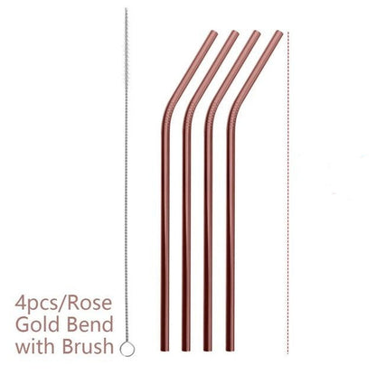 Eco-Friendly Reusable Metal Straws - Assorted Colors, Stainless Steel