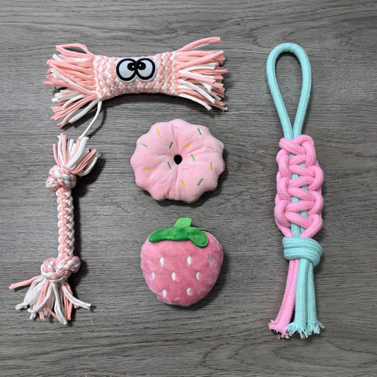 Dog Rope Toy Set – Assorted Colors – Multi-Color pack of 5