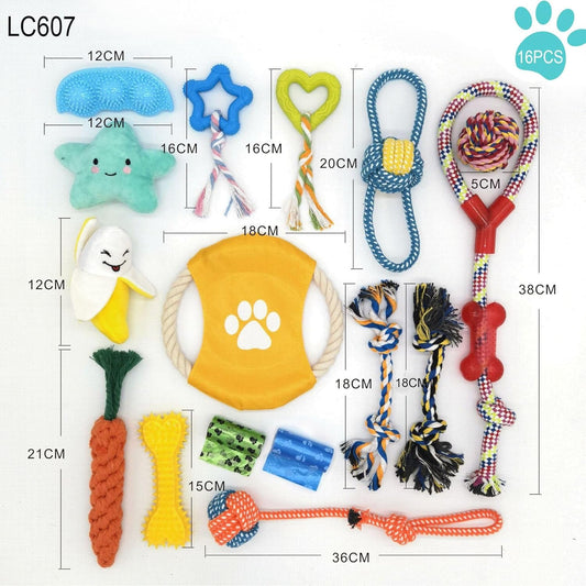 Dog Rope Toy Set – Assorted Colors – Multi-Color pack of 16