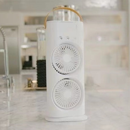 Multifunctional Double Headed Fan with Night Light and Adjustable Speeds