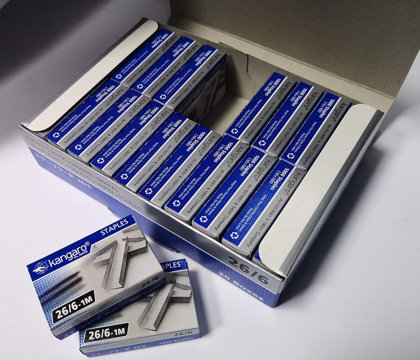 26/6 Stapler Pins, 1mm Thick, Durable & Reliable, 20 Packs Box – Heavy-Duty Office Supplies for Standard & Heavy Paperwork, High Capacity, Smooth Staples for 26/6, Ideal for Home & Office Use