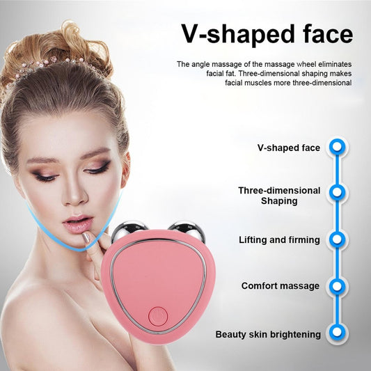 Pink V-Shaped Facial Massager for Wellness and Sustainability