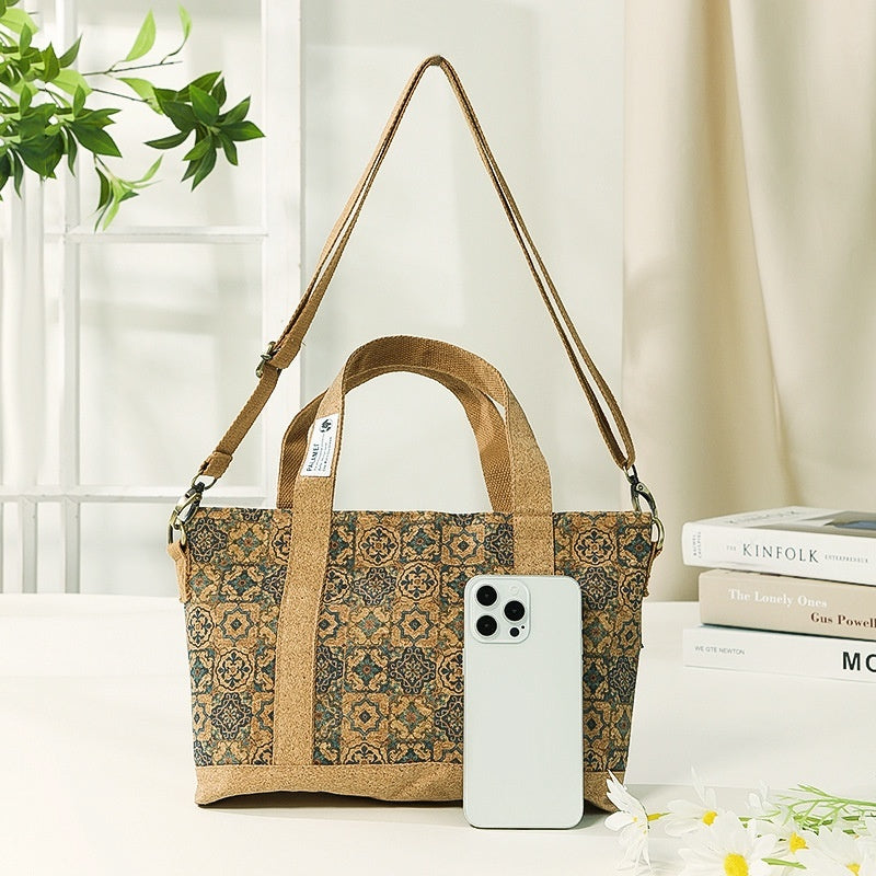 Eco-Friendly Floral Handbag with Durable Beige Straps