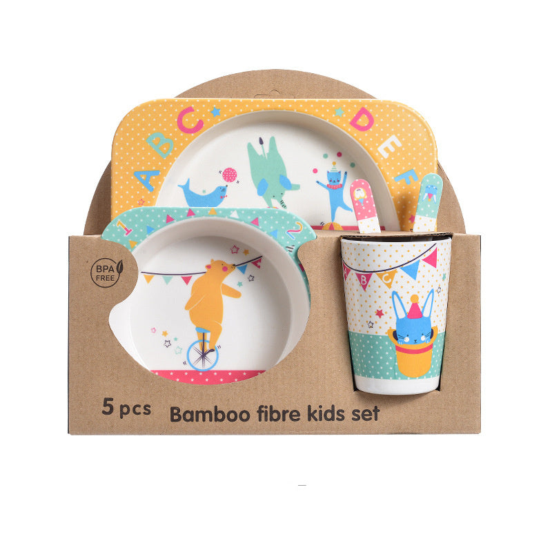 Bamboo Fibre Kids Dinnerware Set - Eco-Friendly Crocodile Design