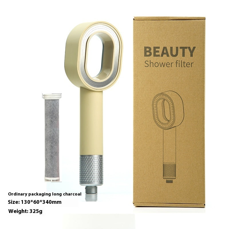 Water-Saving Silver Handheld Shower Head with Red Nozzle