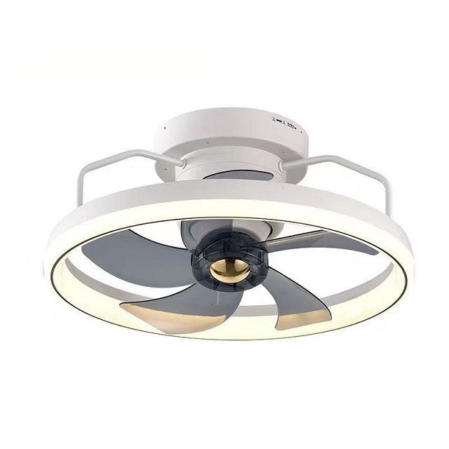 Energy-Efficient Ceiling Fan with LED Light - White Circular Design