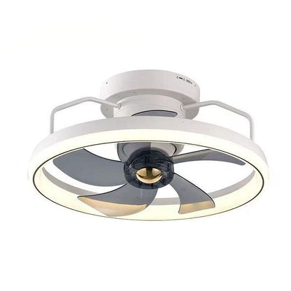 Energy-Efficient Ceiling Fan with LED Light - White Circular Design