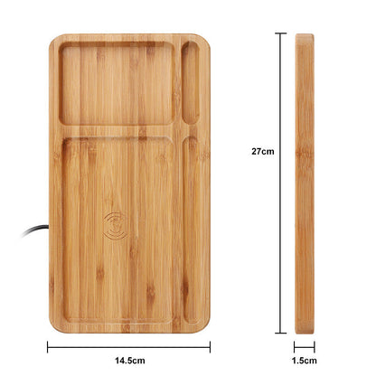 Bamboo Wireless Charging Station & Desk Organizer