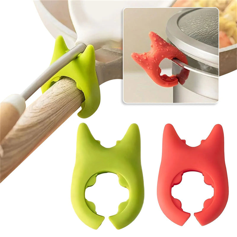 Eco-Friendly Silicone Cat Pot Lid Lifter - Green & Red