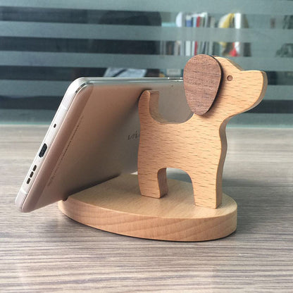 Dinosaur-Shaped Eco-Friendly Wooden Phone Stand