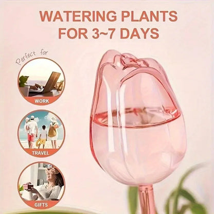 Pink Tulip-Shaped Self-Watering Plant Bulb for Efficient Plant Hydration
