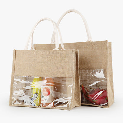 Eco-Friendly Reusable Shopping Bag - Natural Beige Jute Tote