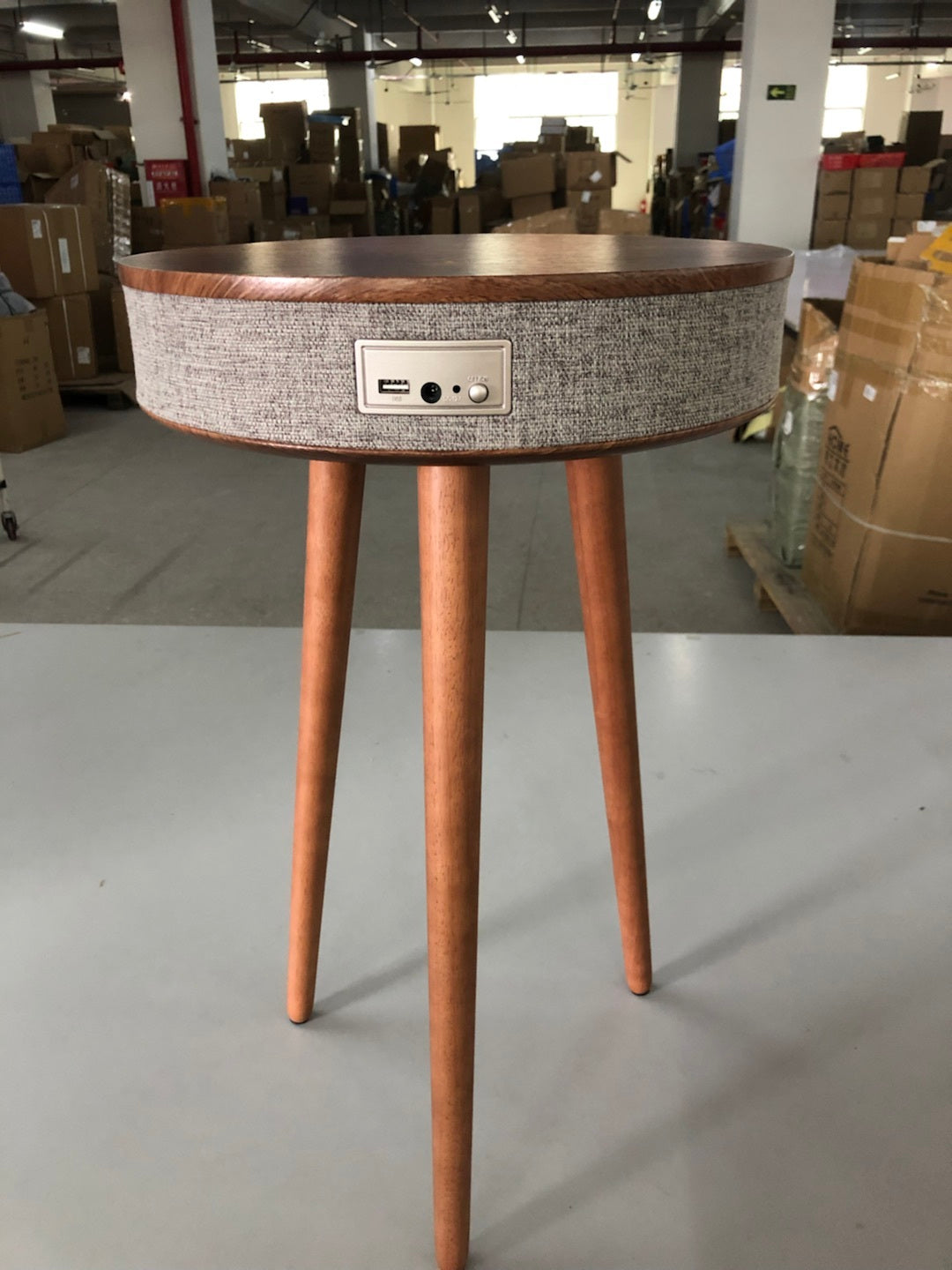 Eco-Friendly Side Table with Integrated Bluetooth Speaker