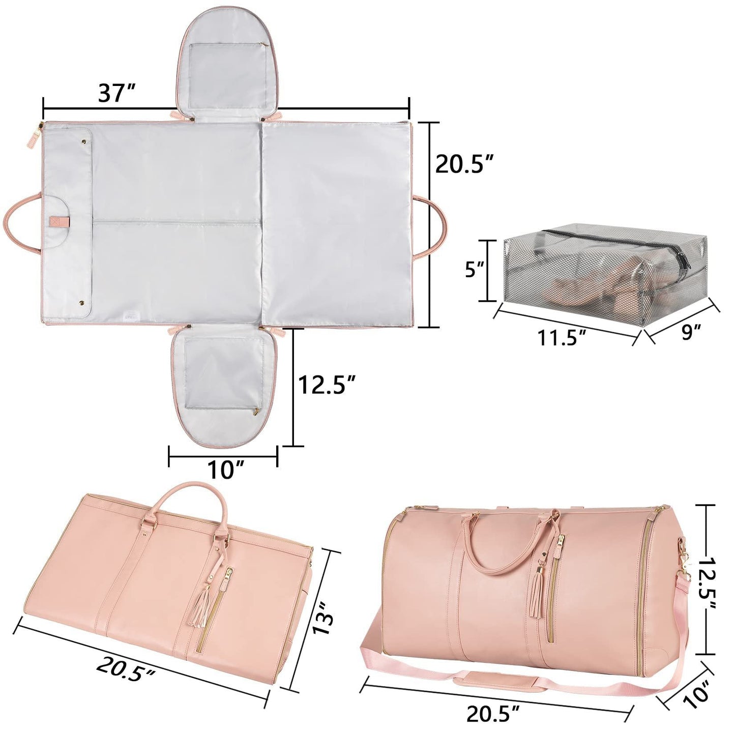 Versatile Light Pink Garment & Duffel Bag for Eco-Friendly Travel