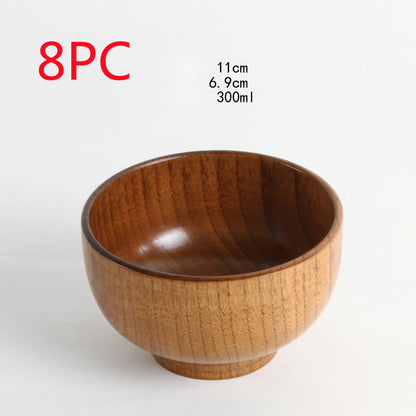 Eco-Friendly Wooden Bowls and Cup Set - Natural, Stackable, Biodegradable