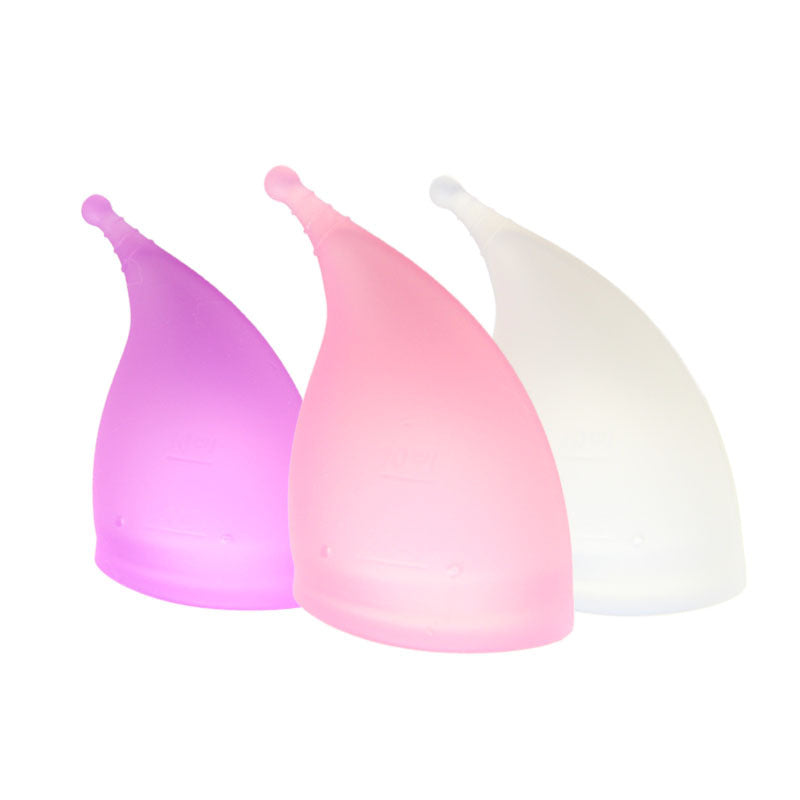 Eco-Friendly Reusable Menstrual Cup in Purple, Pink, and White