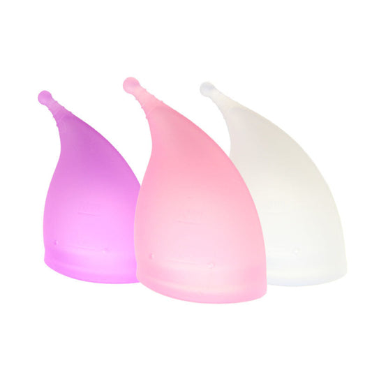 Eco-Friendly Reusable Menstrual Cup in Purple, Pink, and White