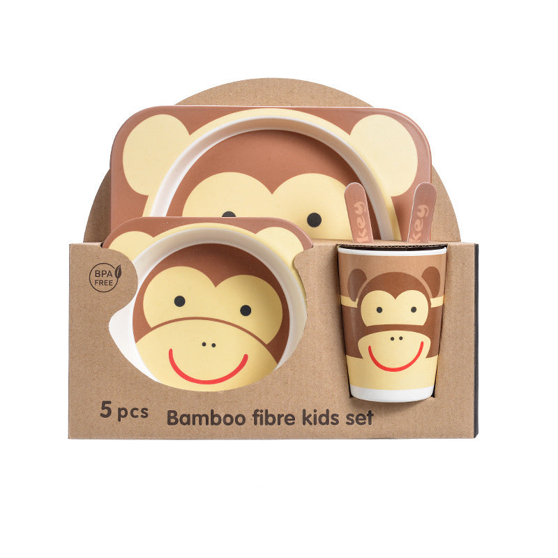 Bamboo Fibre Kids Dinnerware Set - Eco-Friendly Crocodile Design