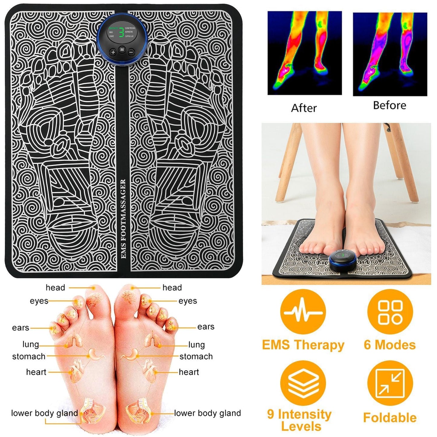 Rechargeable EMS Foot Massager Mat for Relaxation and Wellness