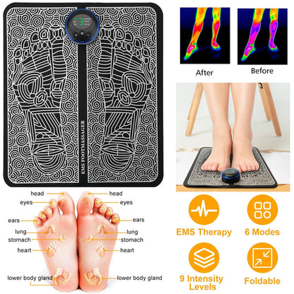 Rechargeable EMS Foot Massager Mat for Relaxation and Wellness