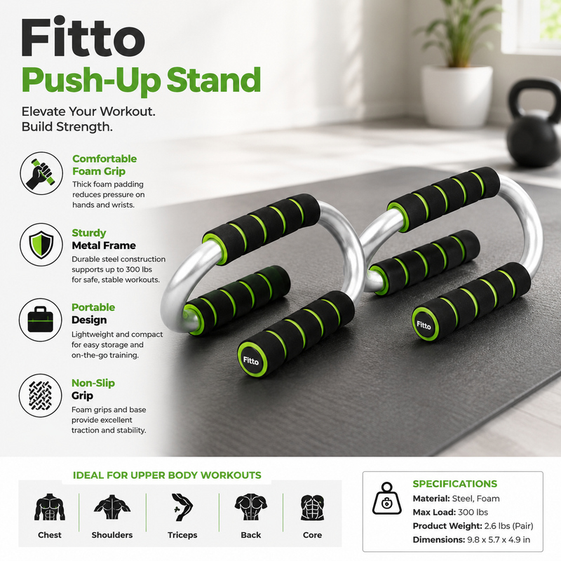 96 Pieces Push-Up Stand Pairs (Steel Frame Push Up Bars with Foam Grip – Non-Slip Base – Portable Home Gym Handles for Chest – Shoulder – Triceps – Back and Core Training)