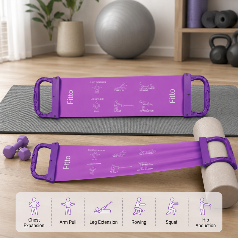 96 Pieces Pilates Bands with Dual Handles (Medium Resistance Latex Exercise Band – Stretch and Tone Fitness Strap for Home Workout – Yoga – Pilates and Strength Training)