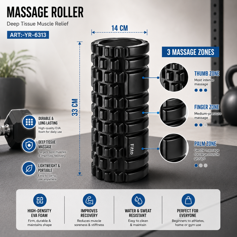 96 Pieces Muscle Massage Foam Rollers (Textured EVA Deep Tissue Roller for Back – Calves – Thighs – Glutes and Hamstring Recovery – Lightweight Exercise Roller)