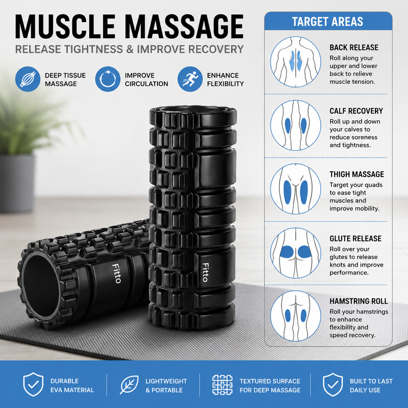 96 Pieces Muscle Massage Foam Rollers (Textured EVA Deep Tissue Roller for Back – Calves – Thighs – Glutes and Hamstring Recovery – Lightweight Exercise Roller)