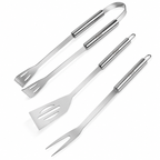 96 Pieces BBQ Tool Sets (3-Piece Stainless Steel Grill Utensil Set with Long Reach Handles and Hanging Loops)